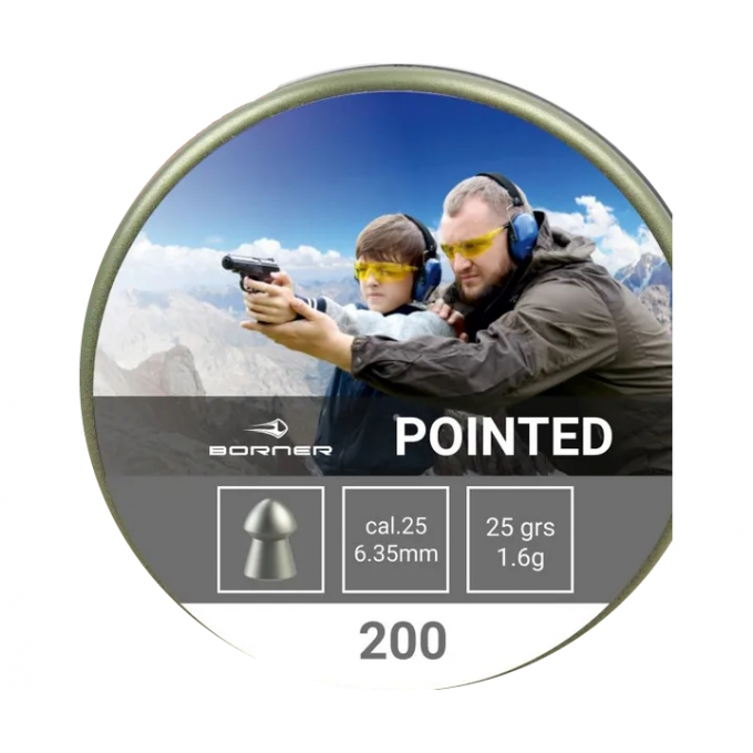 Пуля пневматическая BORNER POINTED 6,35мм, 1,6гр (200 шт.) 00294155 Пуля пневматическая BORNER POINTED 6,35мм, 1,6гр (200 шт.) 00294155